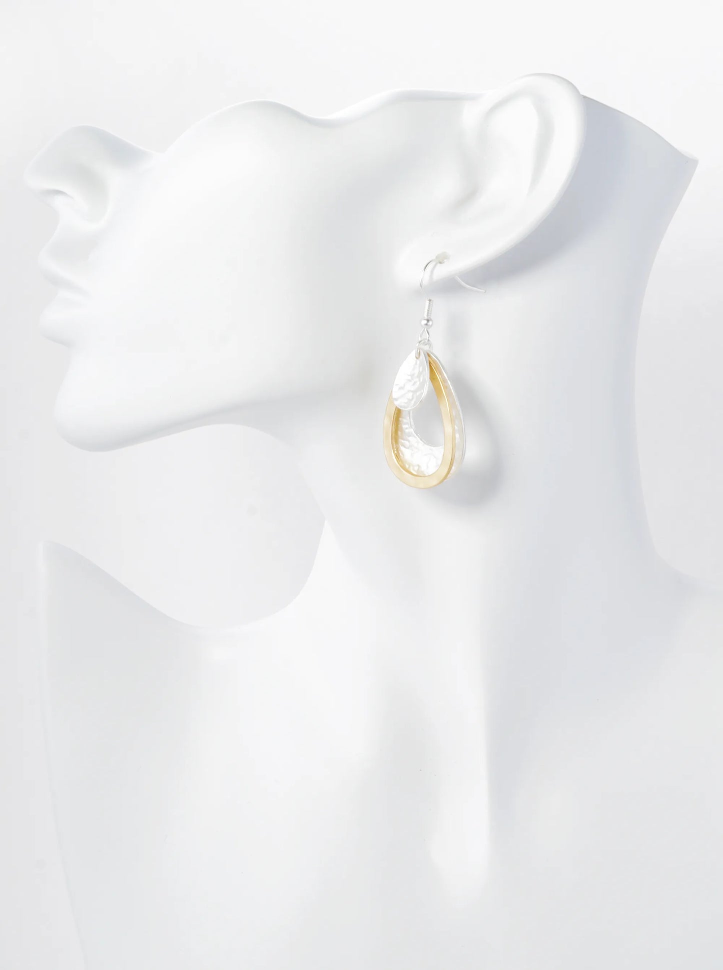 Two-Tone Hammered Multi Teardrop Dangle Earrings