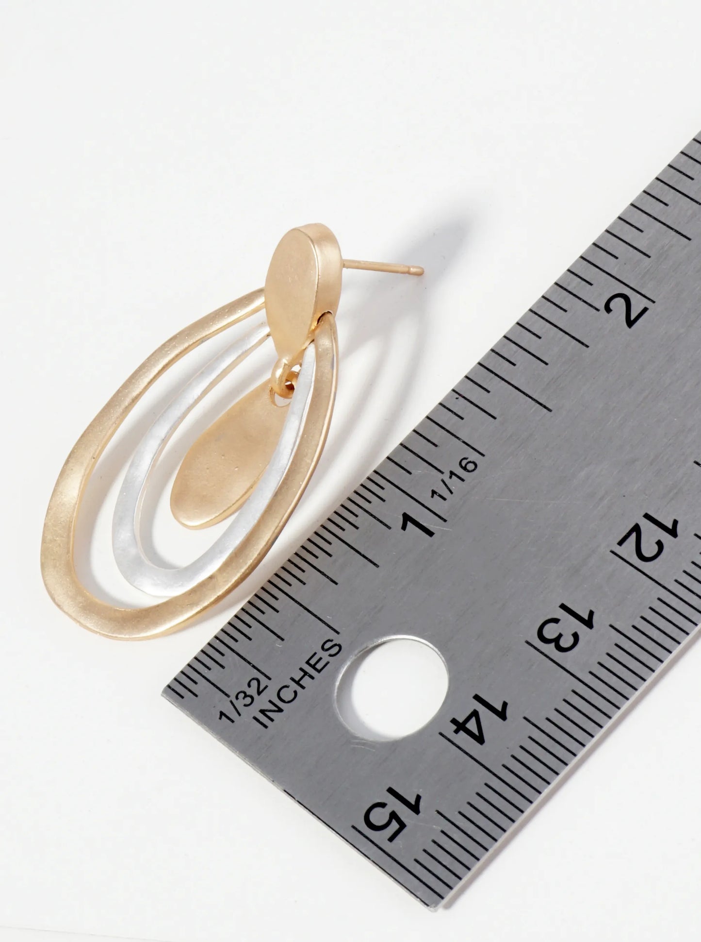 Two-Tone Multi Oval Drop Dangle Post Earrings