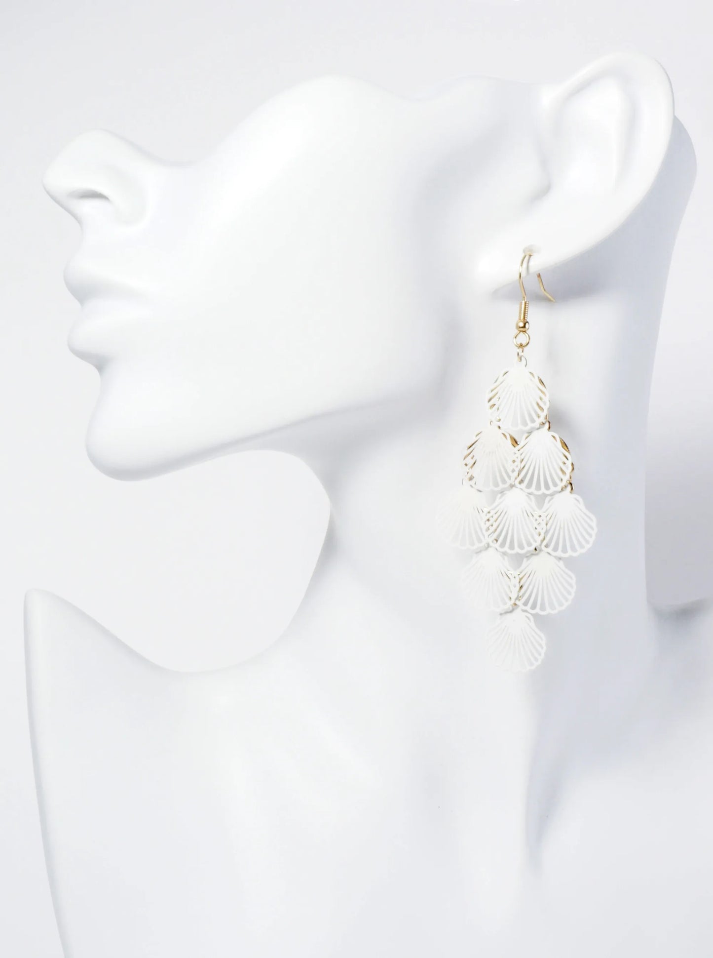 Two-Tone Shell Cluster Drop Stencil Earrings