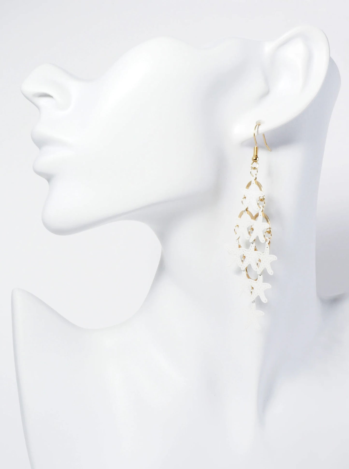 Two-Tone Starfish Cluster Drop Stencil Earrings