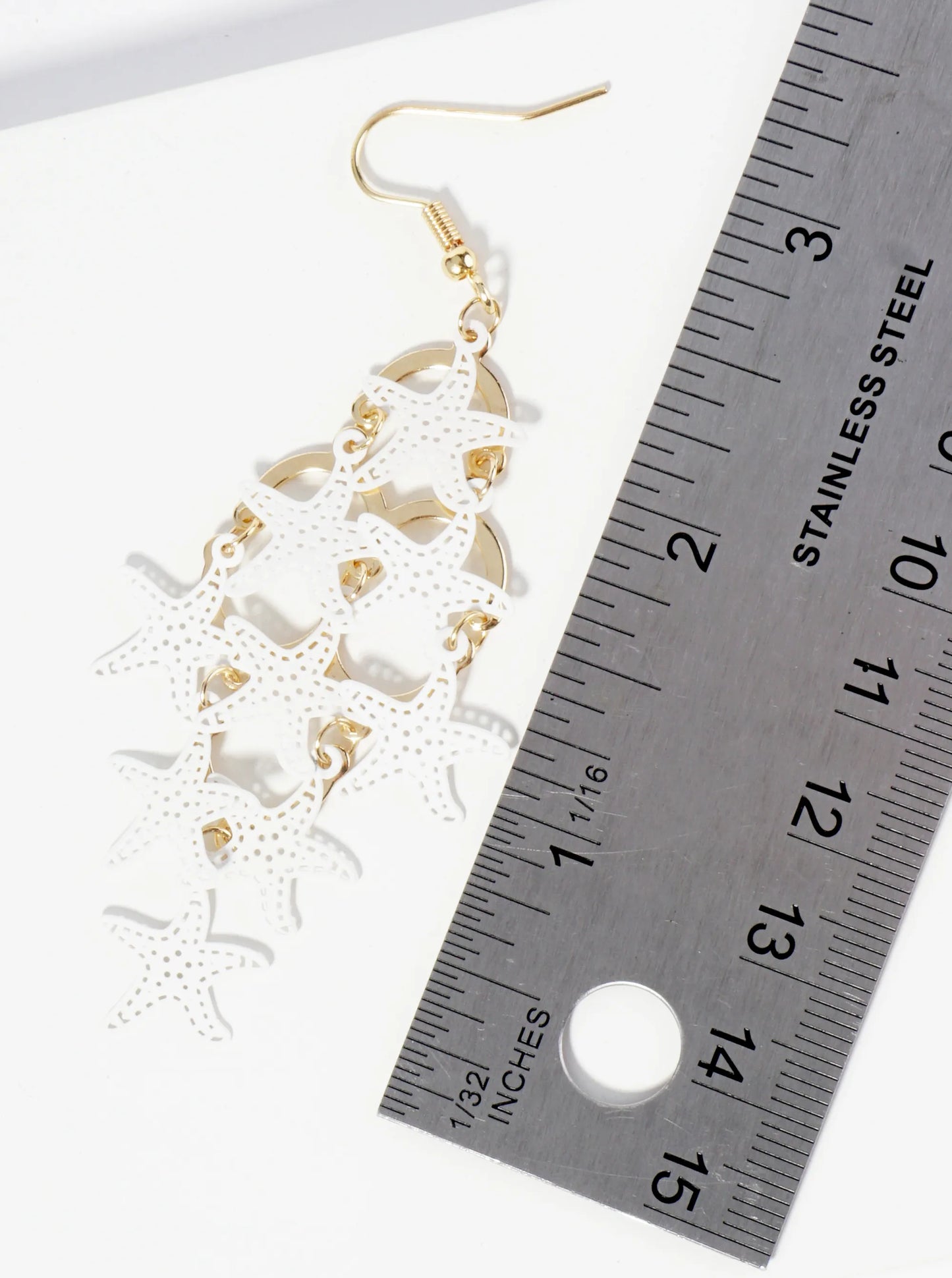 Two-Tone Starfish Cluster Drop Stencil Earrings