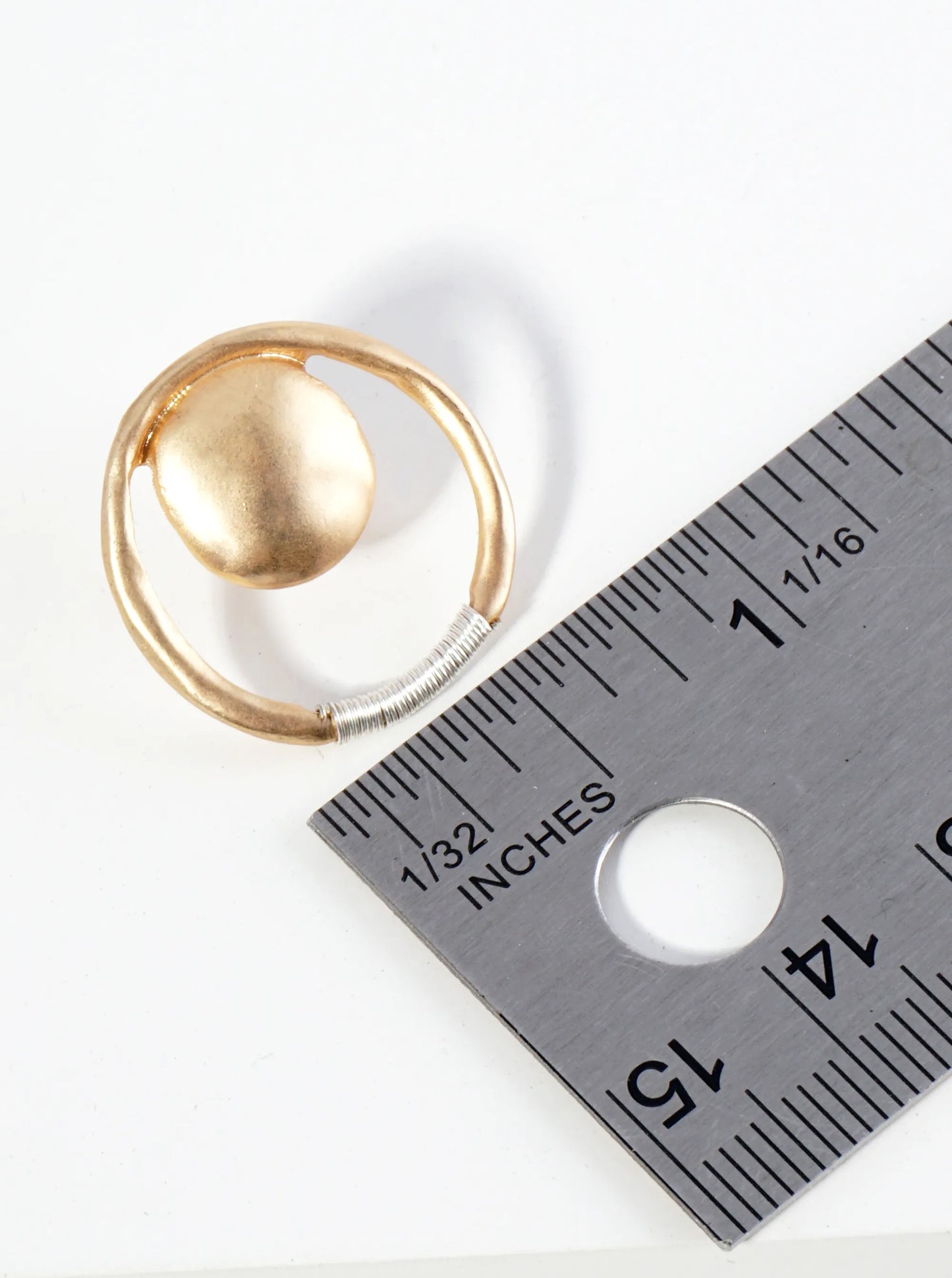 Two-Tone Wire Wrapped Hammered Circle Post Stud Earrings