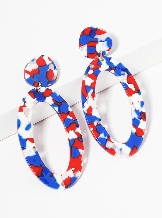 Two-tier Oval Shaped Acetate Post Drop Earrings