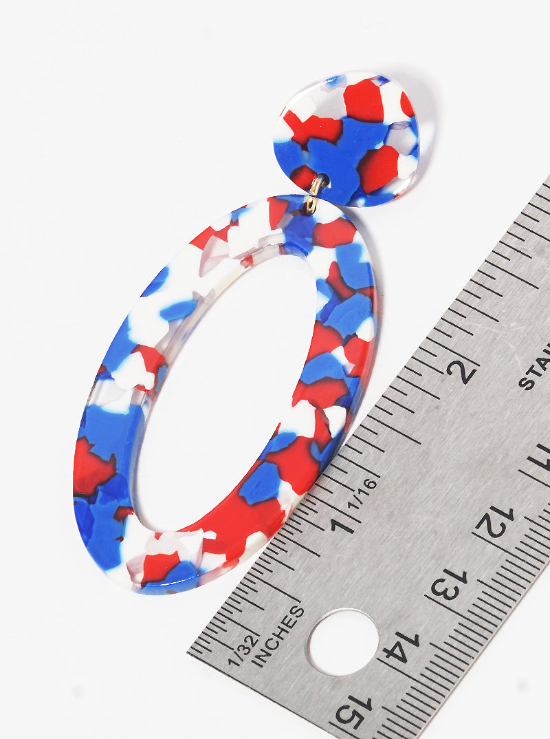 Two-tier Oval Shaped Acetate Post Drop Earrings