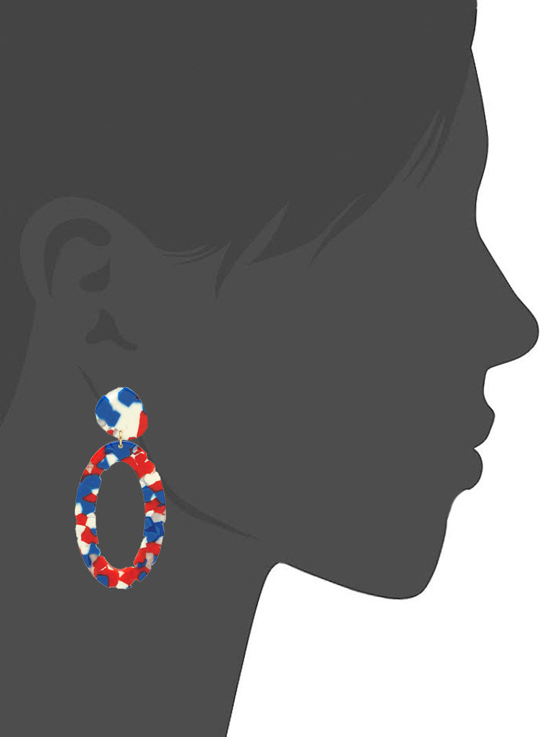 Two-tier Oval Shaped Acetate Post Drop Earrings