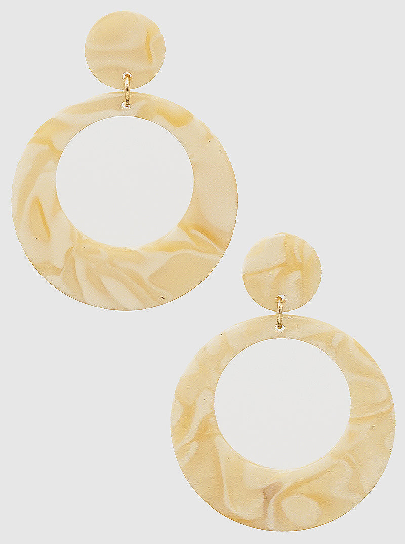 Two-tier Round Shaped Cellulose Acetate Post Drop Earrings