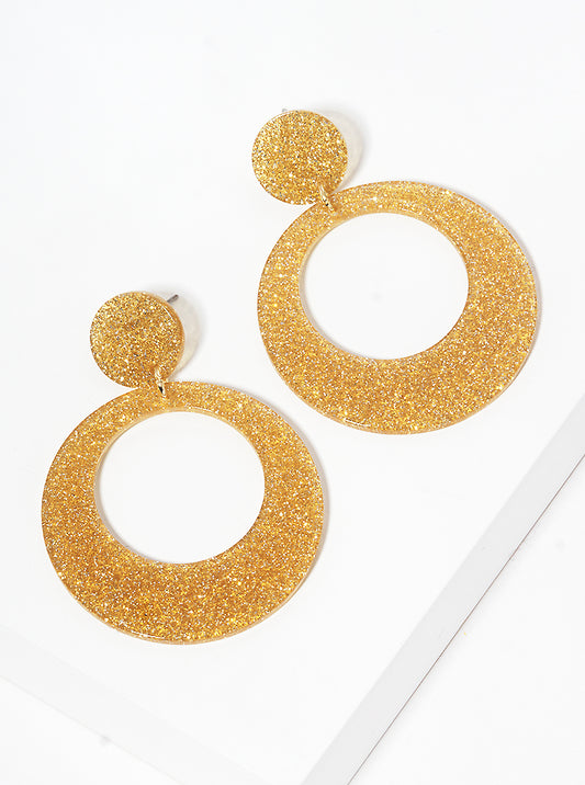 Two-tier Round Shaped Cellulose Acetate Post Drop Earrings