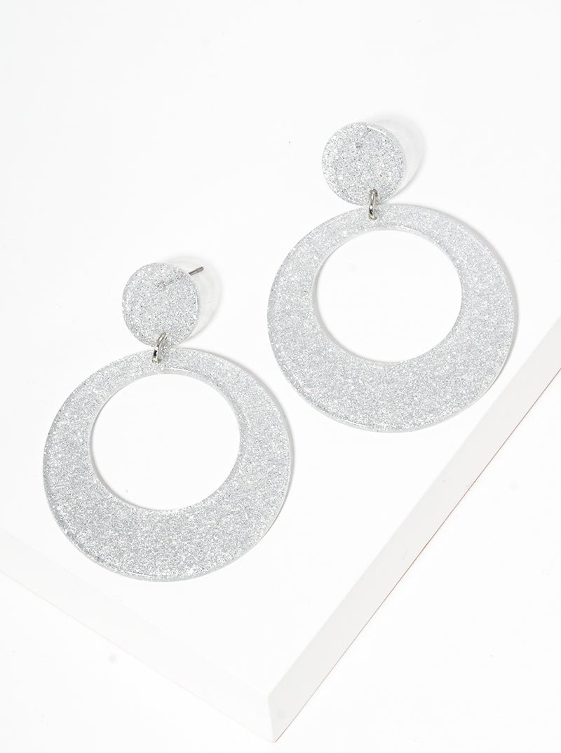 Two-tier Round Shaped Cellulose Acetate Post Drop Earrings