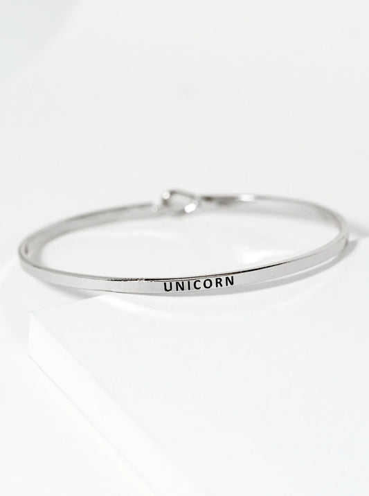 Unicorn Engraved Inspirational Bangle Bracelet