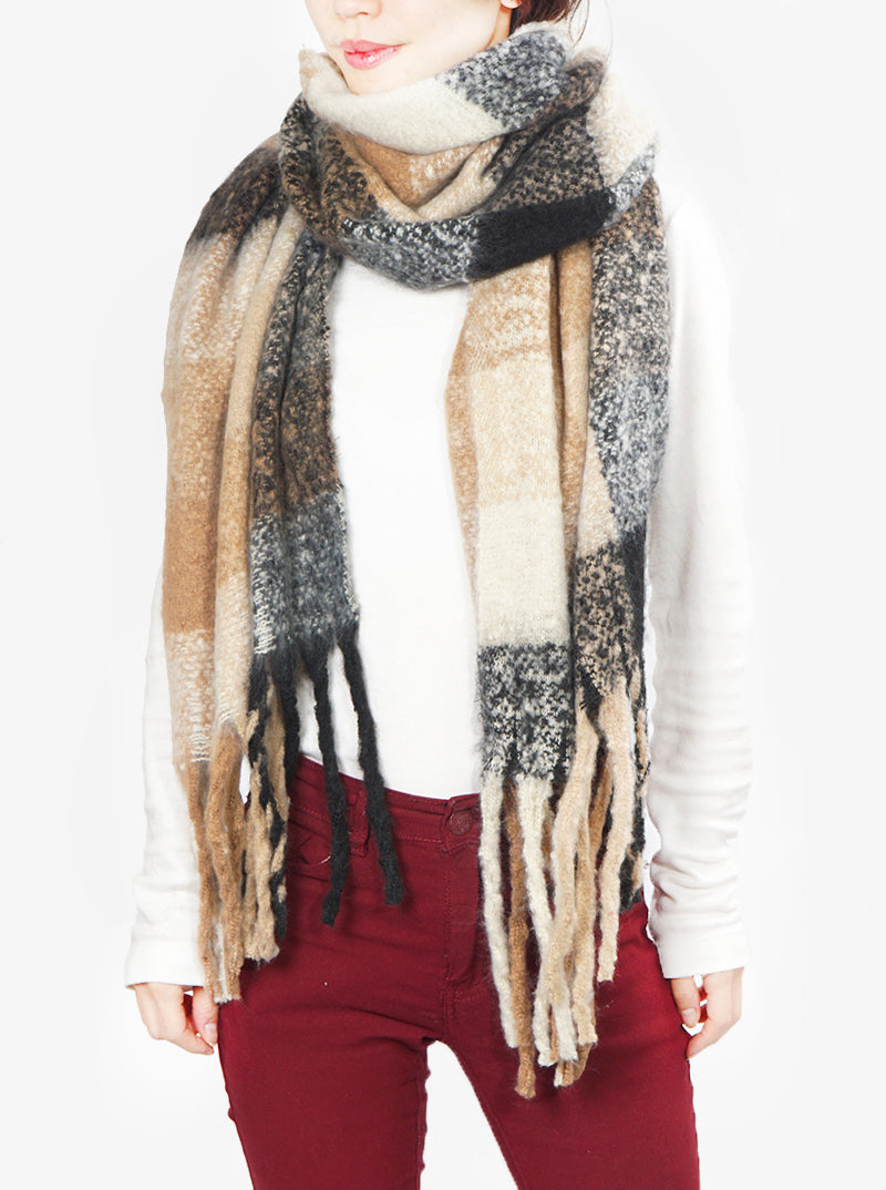 Unisex Chunky Check Oversized Oblong Scarf