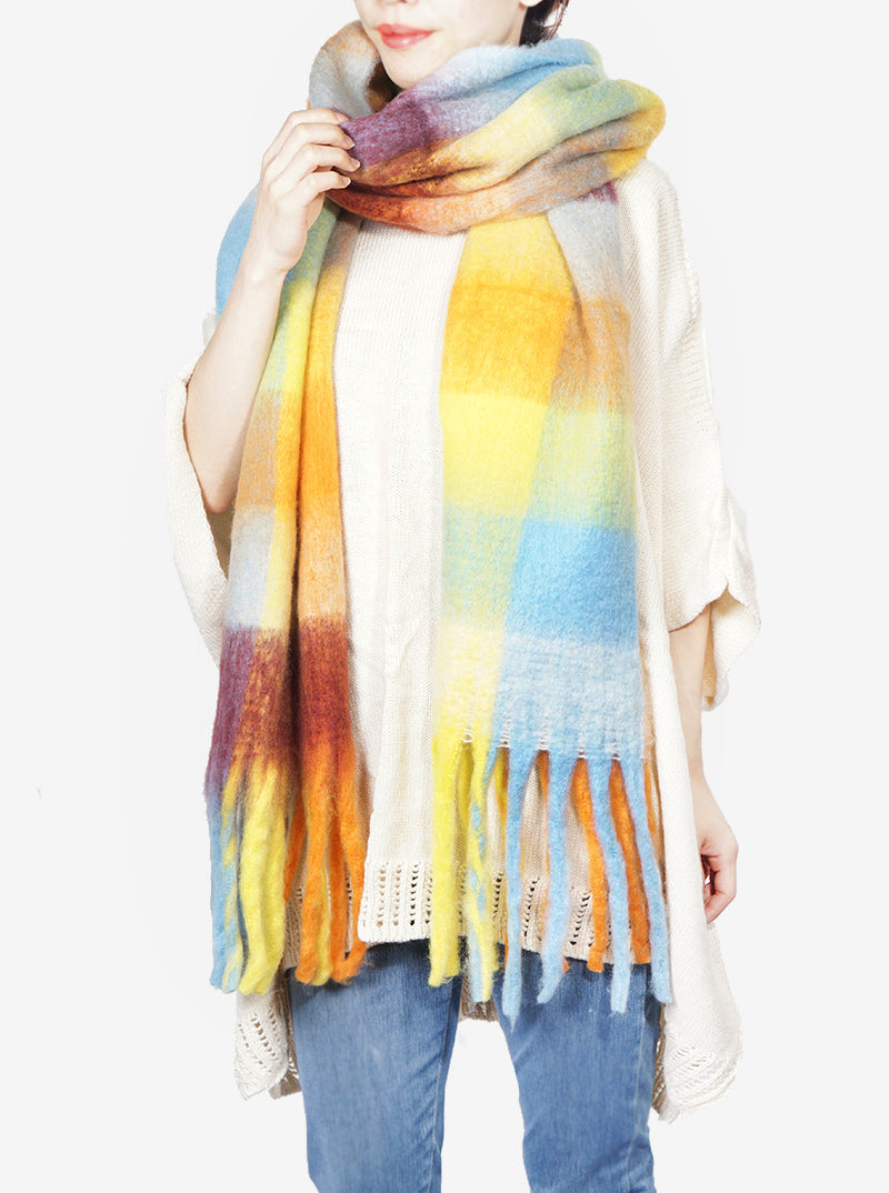 Unisex Chunky Check Oversized Oblong Scarf