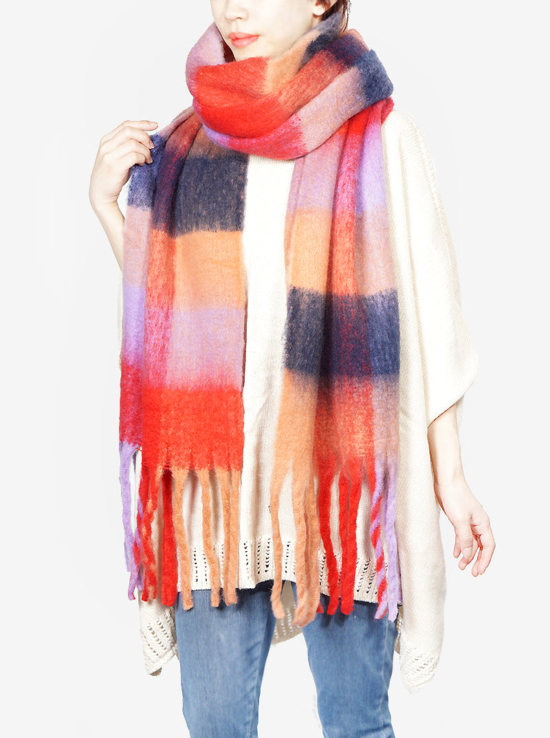 Unisex Chunky Check Oversized Oblong Scarf