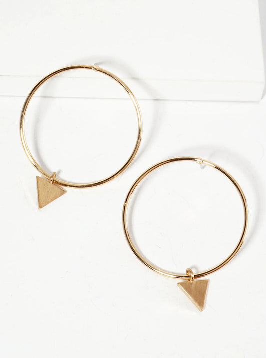 Upside-Down Triangle Drop Geometric Circle Post Earrings
