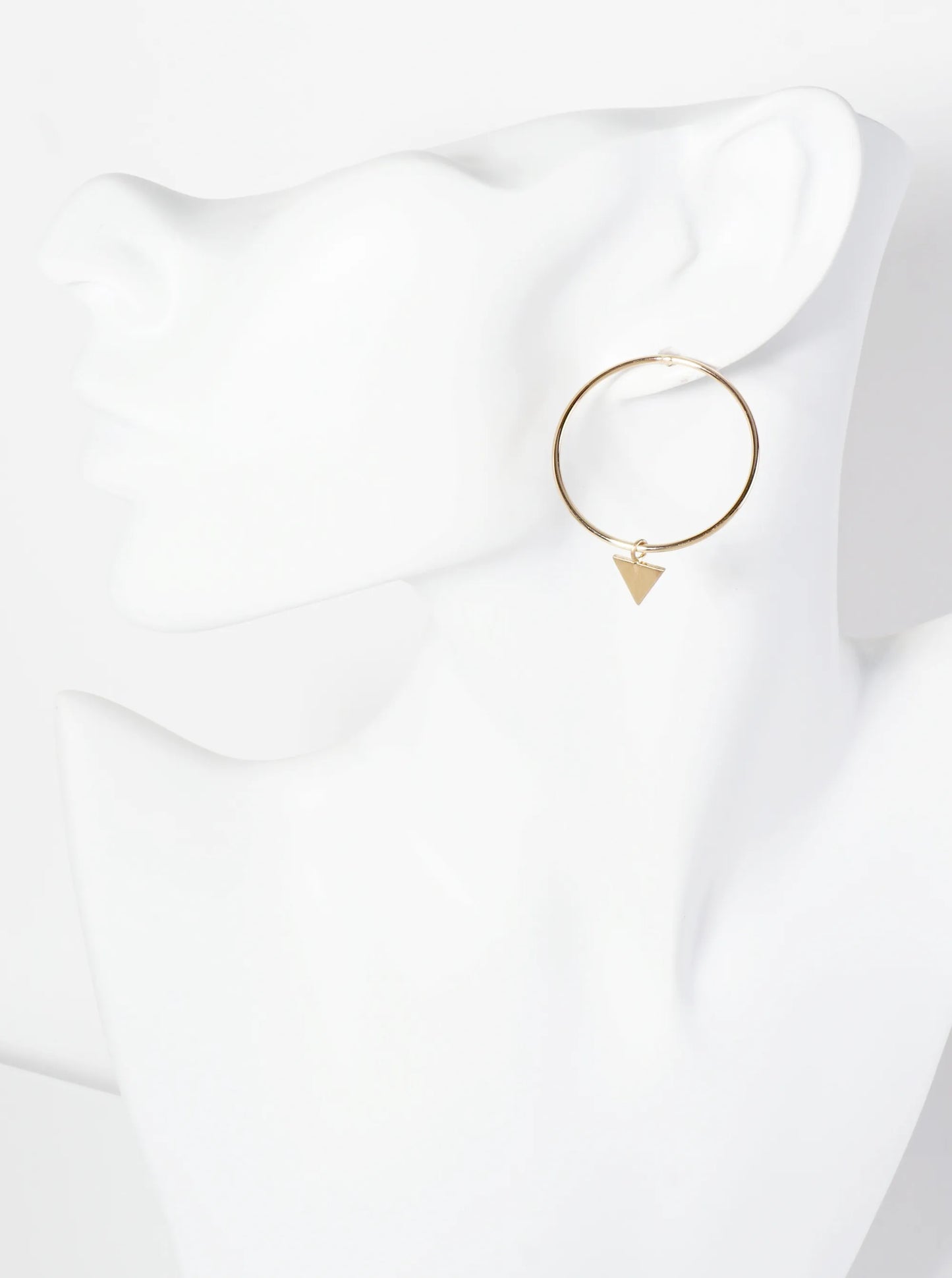 Upside-Down Triangle Drop Geometric Circle Post Earrings