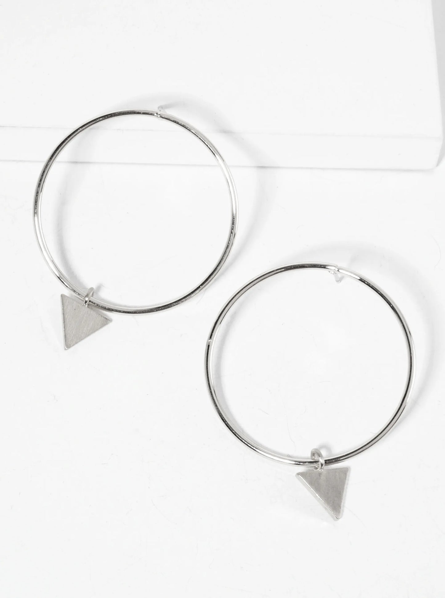 Upside-Down Triangle Drop Geometric Circle Post Earrings