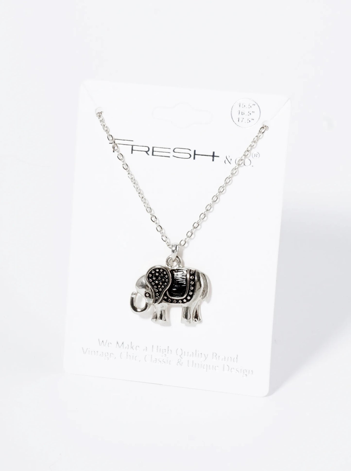 Vintage Metal Elephant Pendant Necklace
