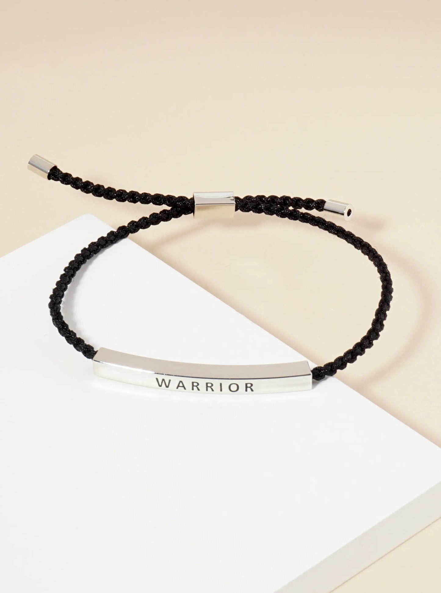 Warrior Engraved 18K Gold Dipped Curved Brass Tube Bar Adjustable Pull Tie Bracelet