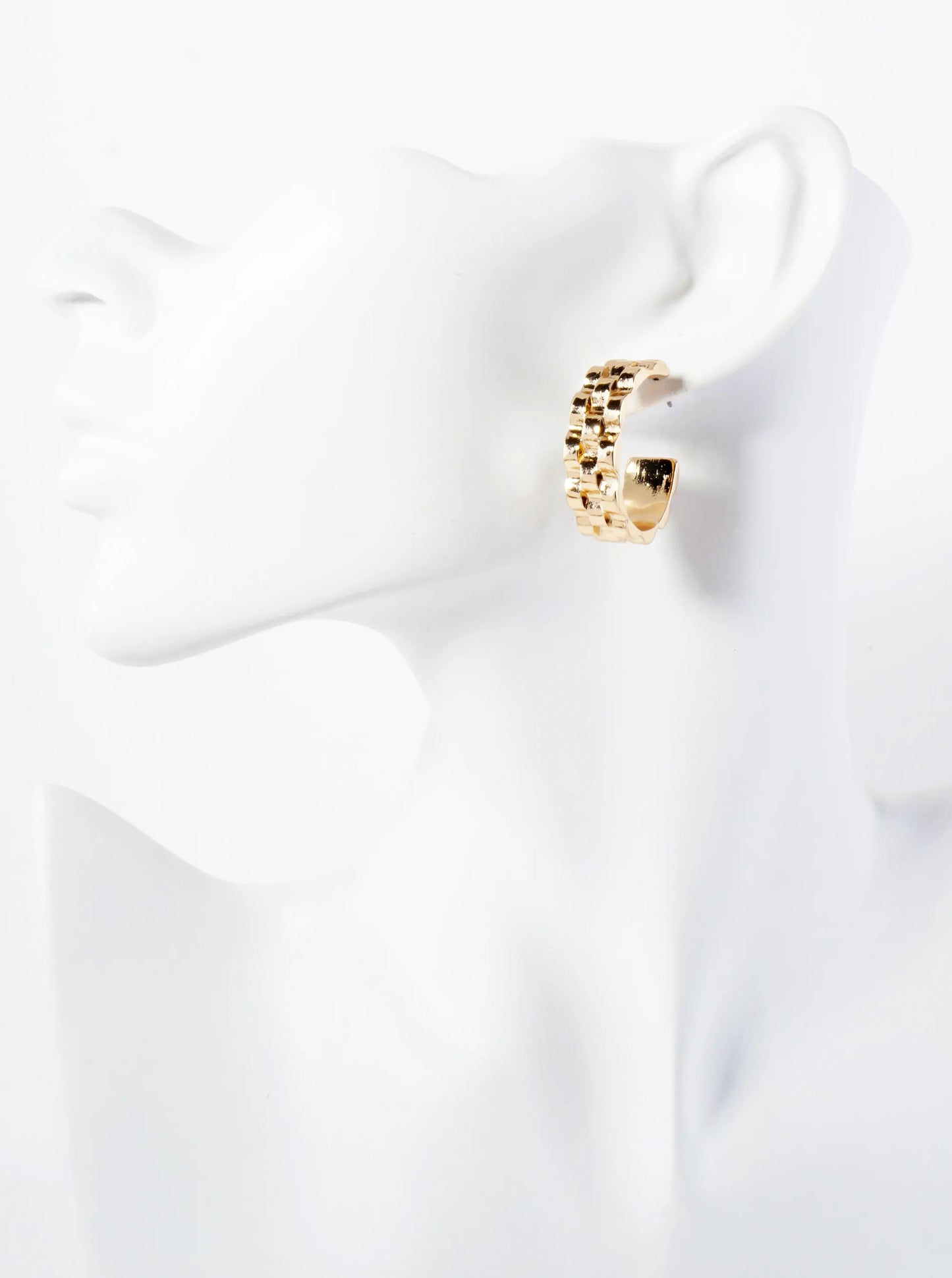 Watch-Band Inspired 8mm Wide Textured 25mm Open Hoop Earrings