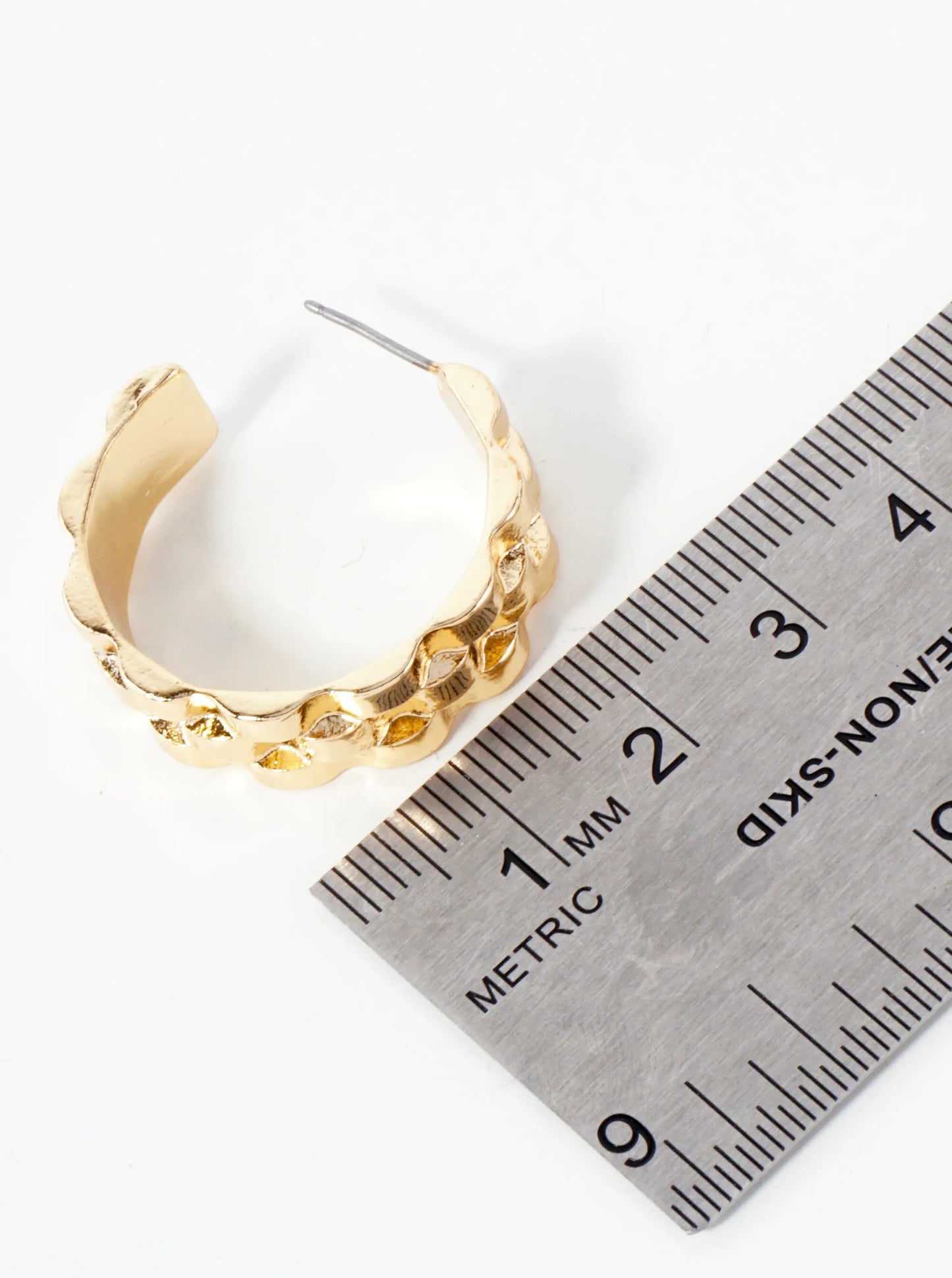 Watch-Band Inspired 8mm Wide Textured 25mm Open Hoop Earrings