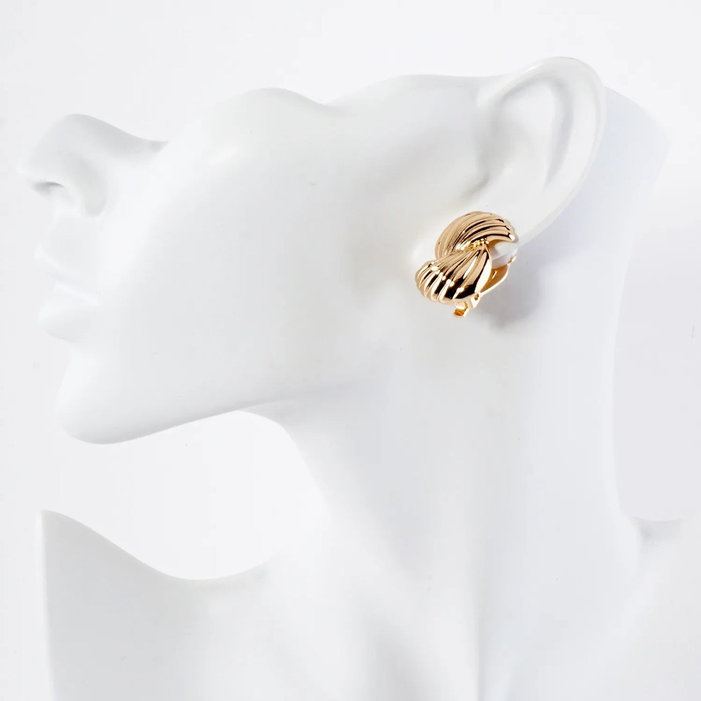 Wavy-Texture Metal Organic Clip-On Earrings