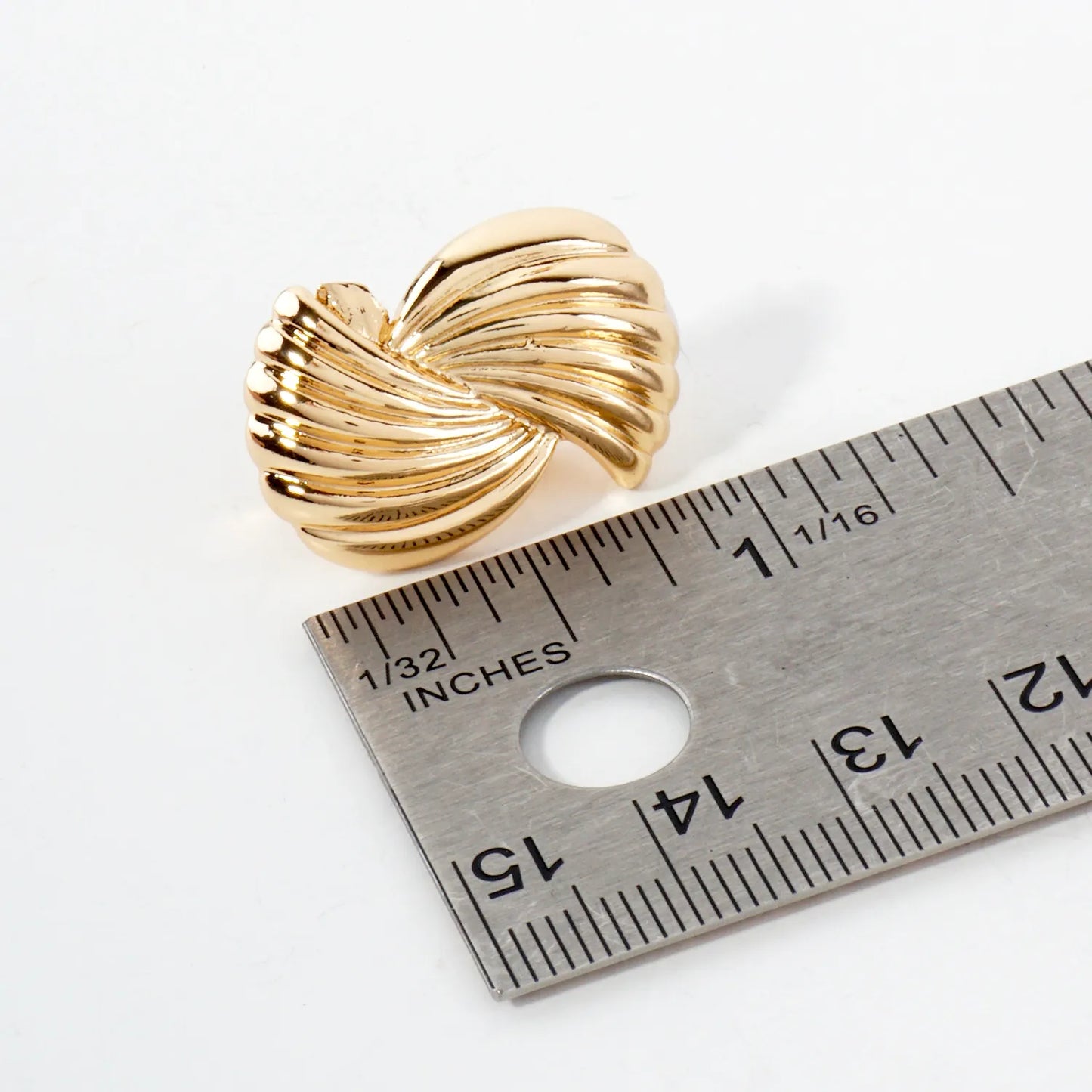 Wavy-Texture Metal Organic Clip-On Earrings