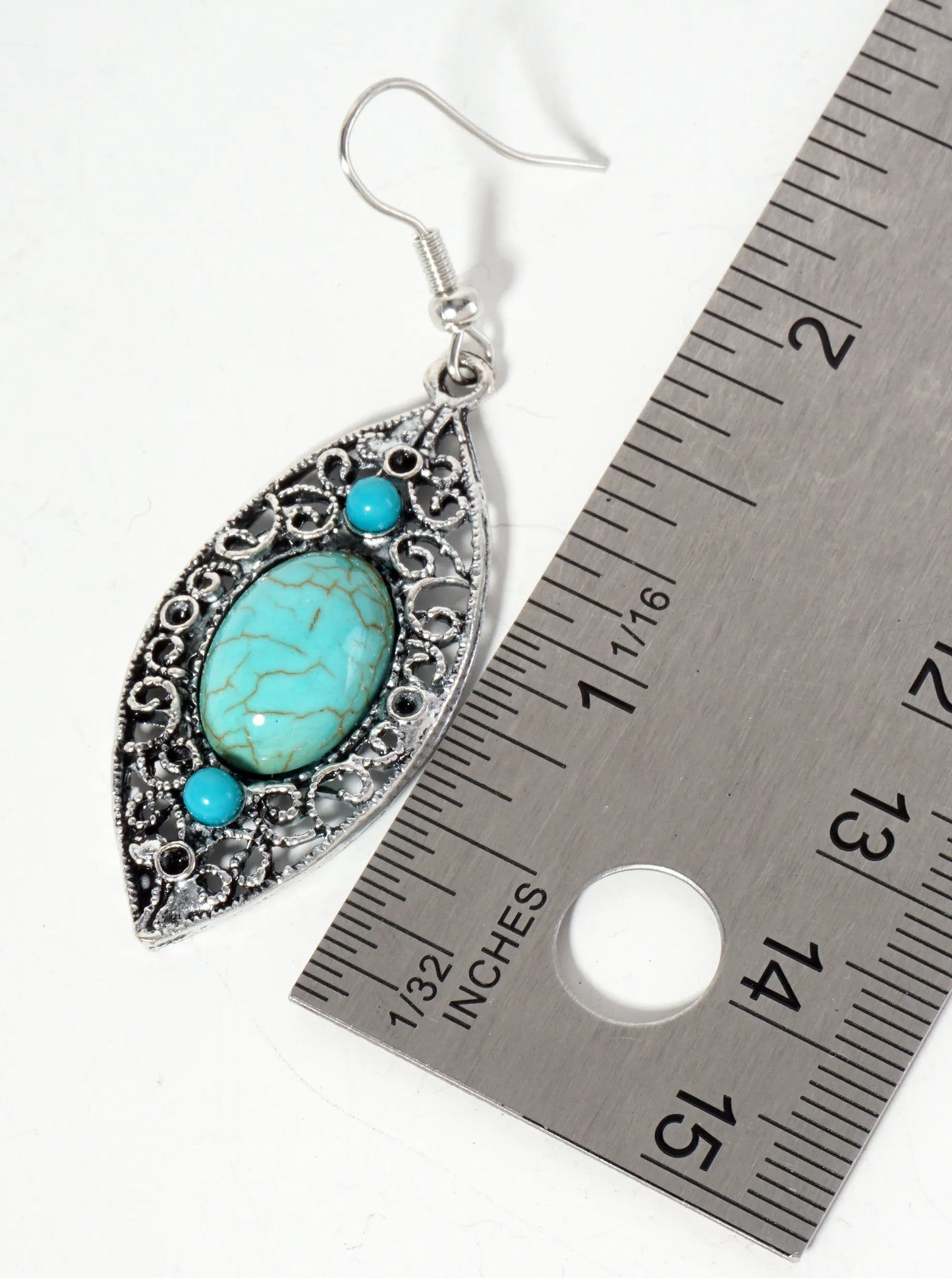 Western Semi-Precious Natural-Stone Marquise-Shape Bohemian Dangle Drop Earrings