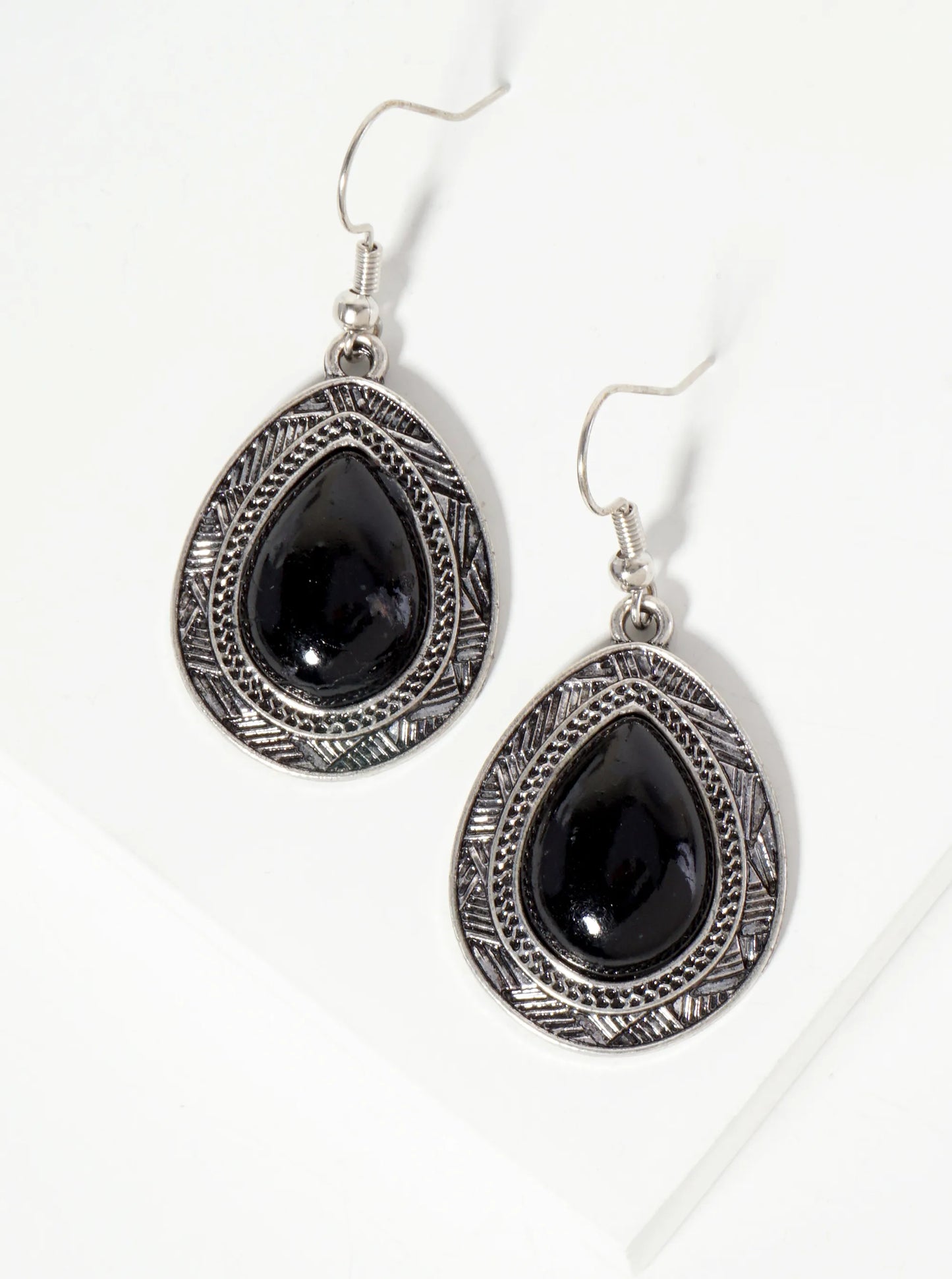 Western Semi-Precious Natural-Stone Teardrop-Shape Bohemian Dangle Drop Earrings