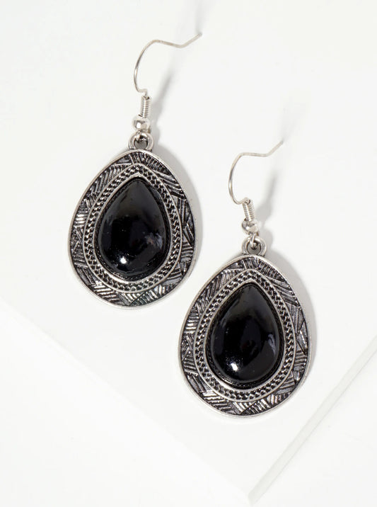 Western Semi-Precious Natural-Stone Teardrop-Shape Bohemian Dangle Drop Earrings