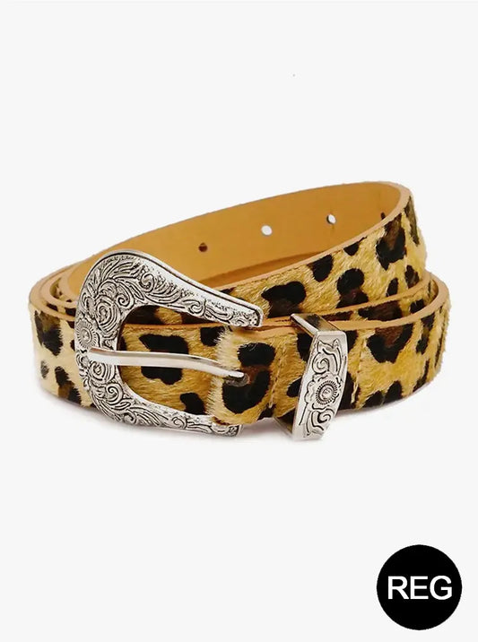 Western Style Metal Buckle Leatherette Belt