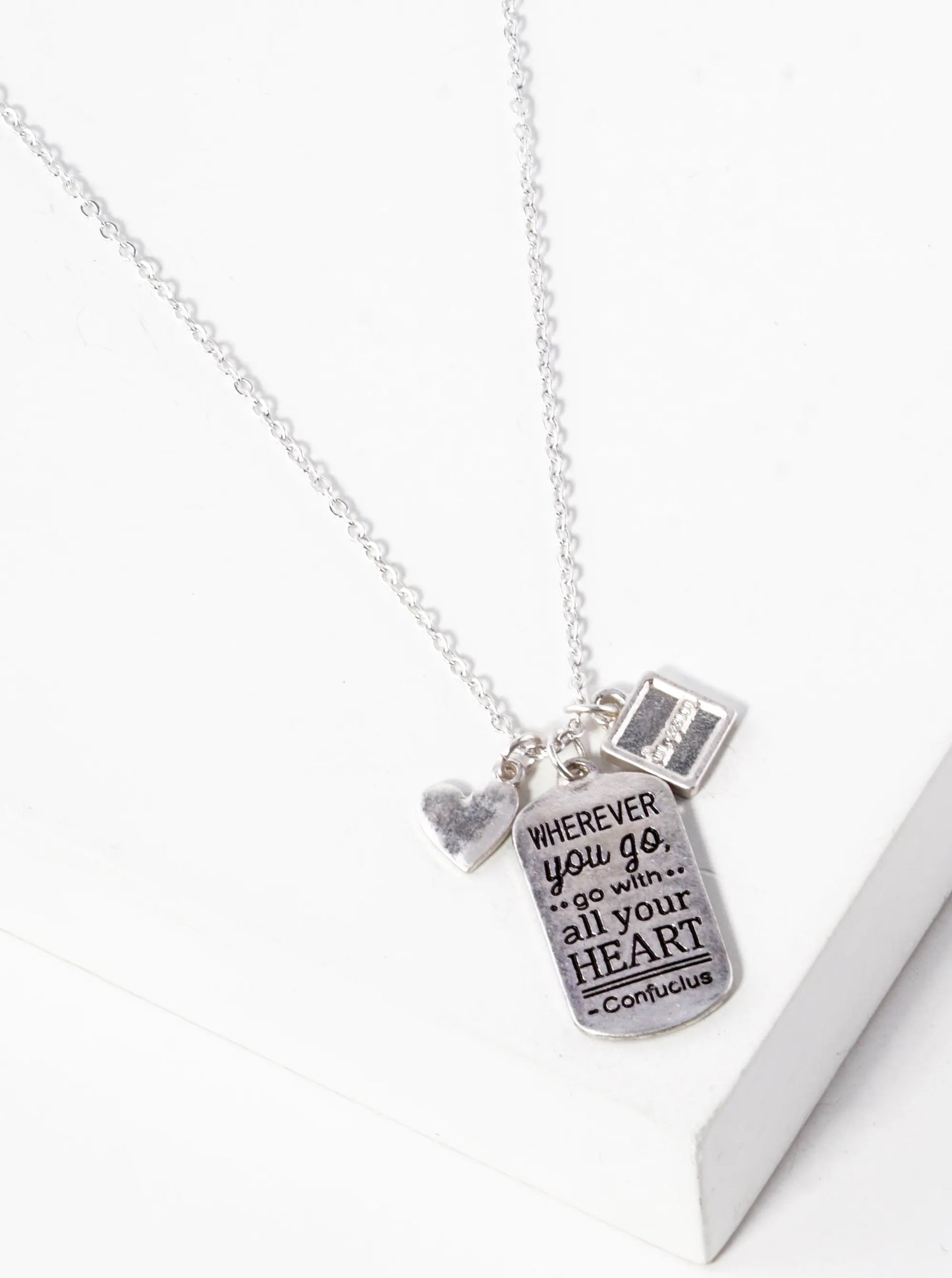 Wherever You Go Go With All Your Heart Engraved Pendant Necklace