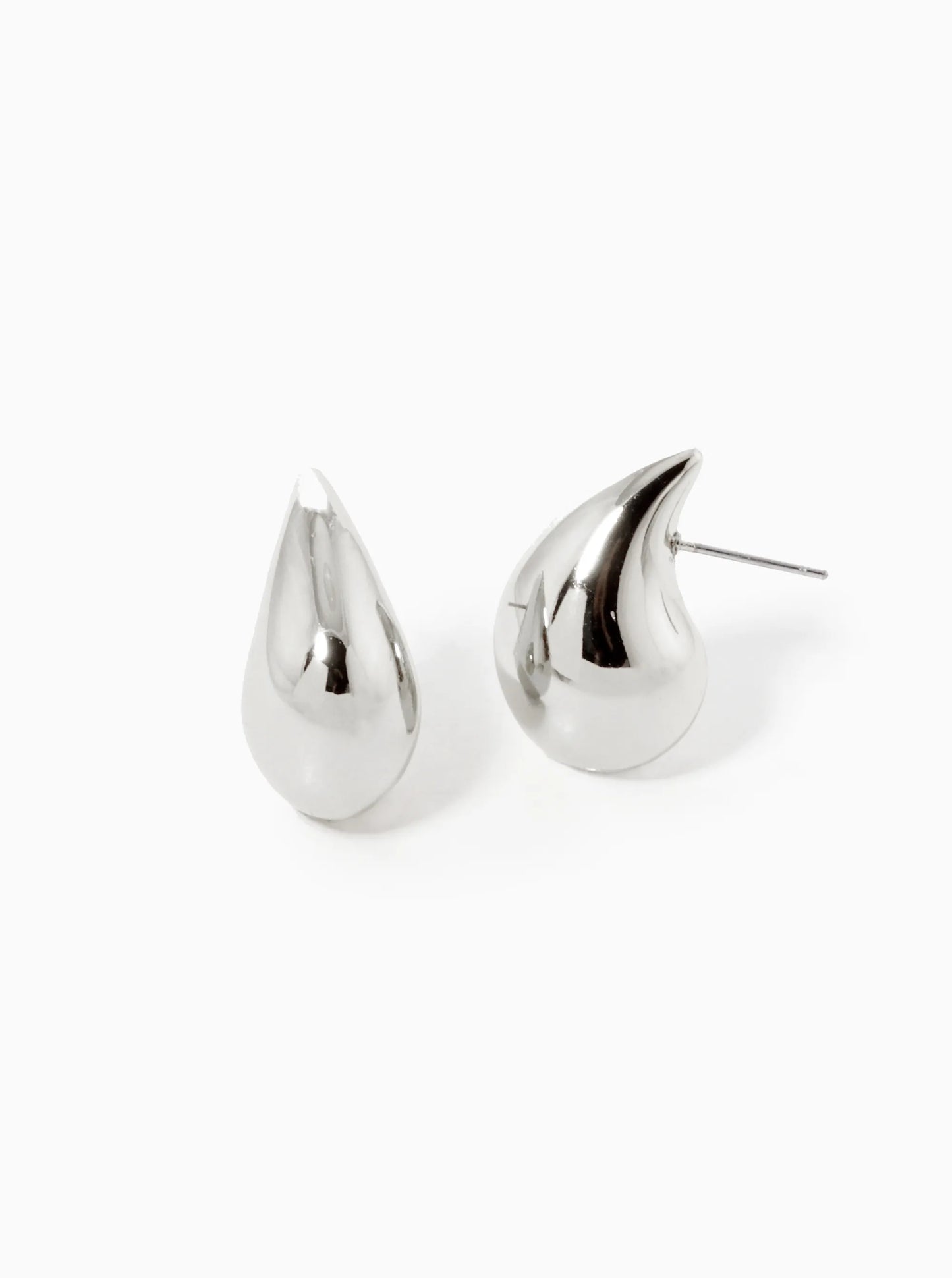 18k Gold Dipped 1 Inch Hollow Puffy Teardrop Stud Earrings