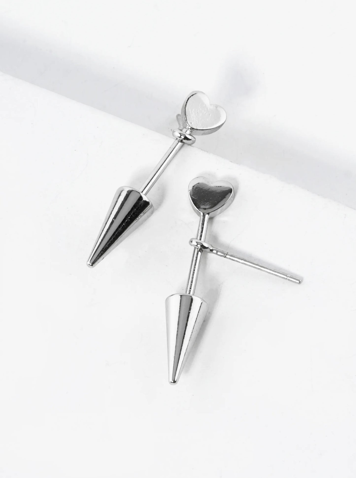 White Gold Dipped 1 Inch Cupid Arrow Stud Earrings