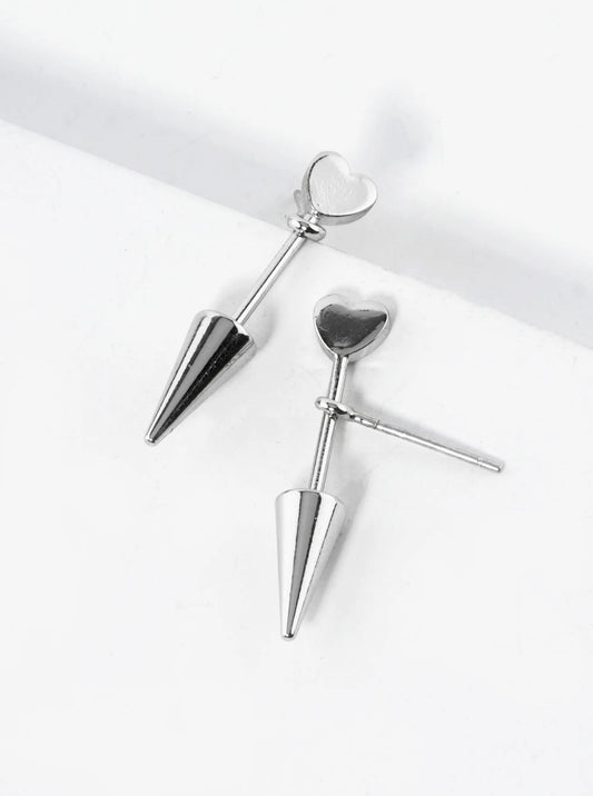 White Gold Dipped 1 Inch Cupid Arrow Stud Earrings