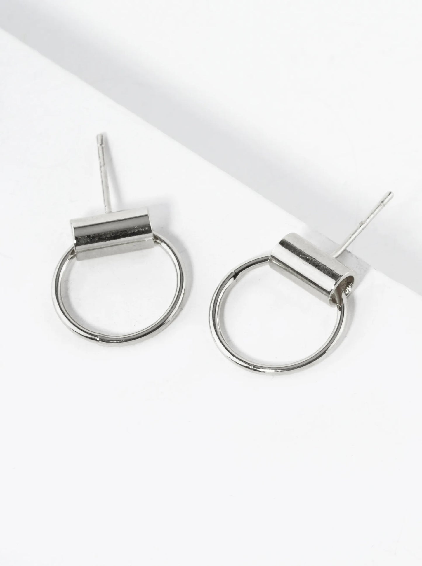 White Gold Dipped 13mm Dainty Door Knocker Stud Earrings