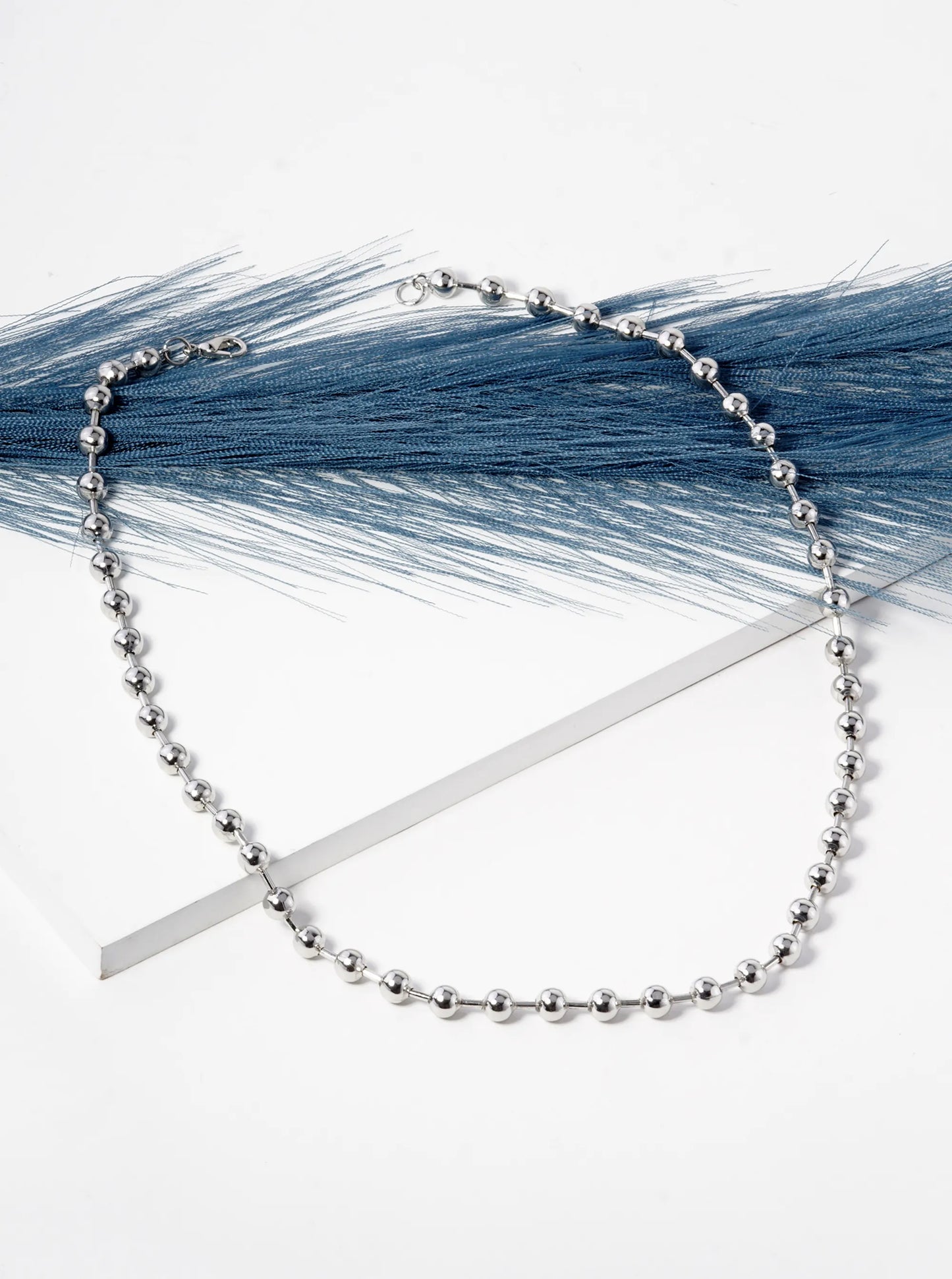 White Gold Dipped 18 Inch Ball Chain Necklace