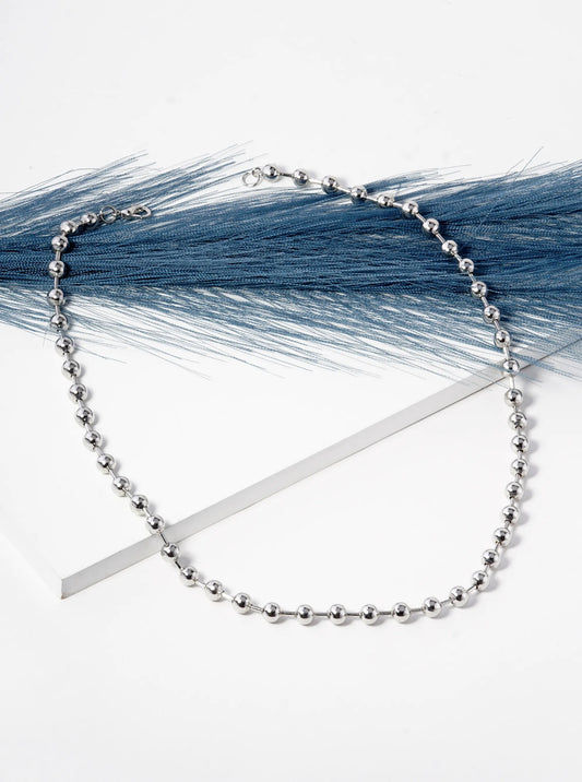 White Gold Dipped 18 Inch Ball Chain Necklace