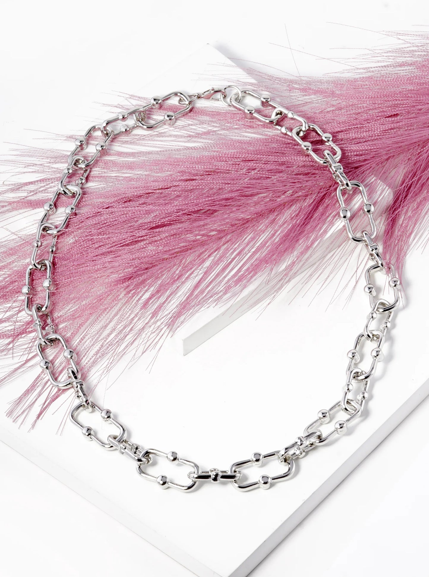 White Gold Dipped 18 Inch Brass Link Chain Necklace