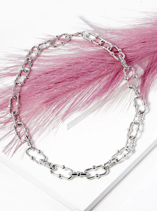 White Gold Dipped 18 Inch Brass Link Chain Necklace