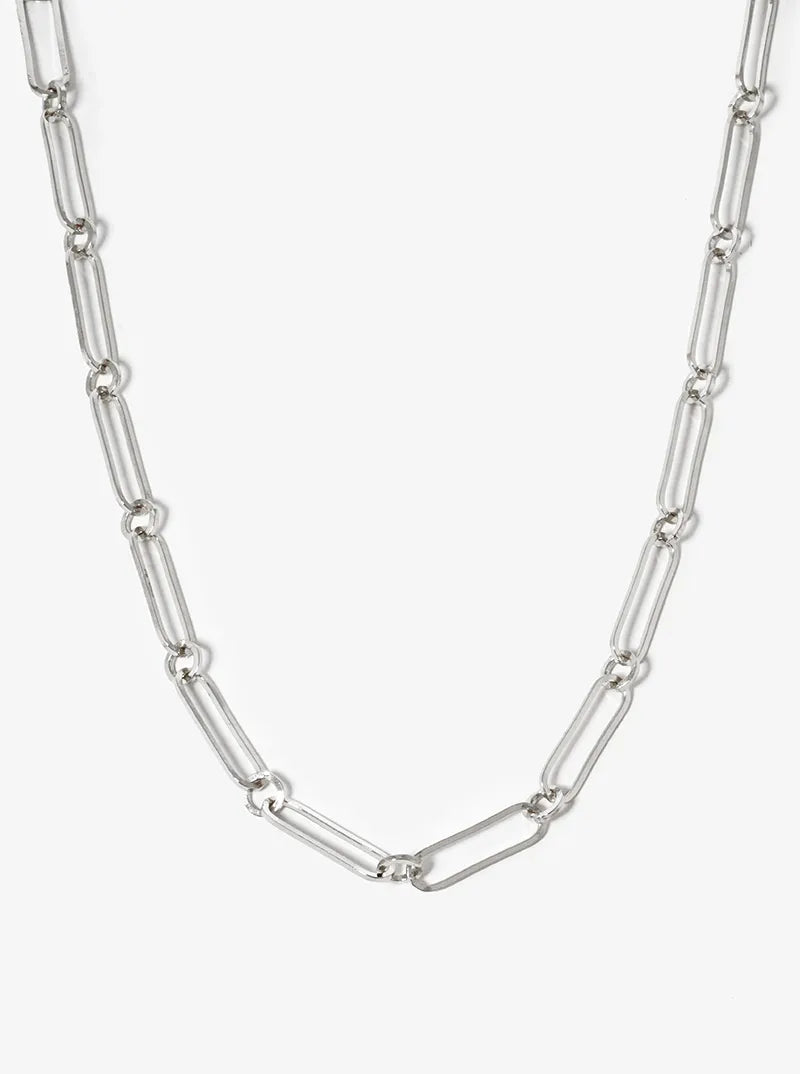 White Gold Dipped 20mm Flat Link Chain Necklace