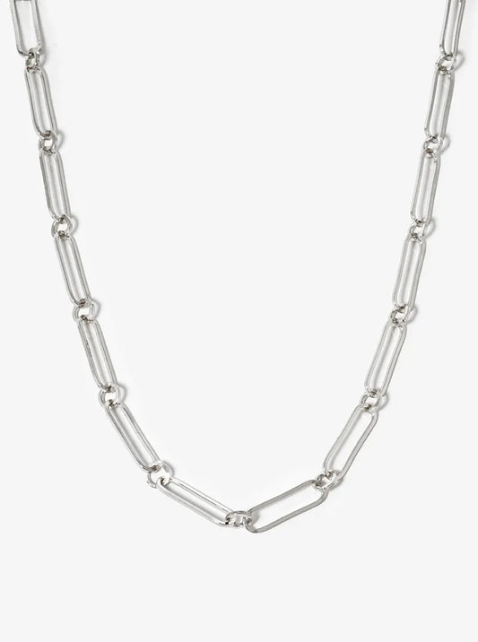 White Gold Dipped 20mm Flat Link Chain Necklace