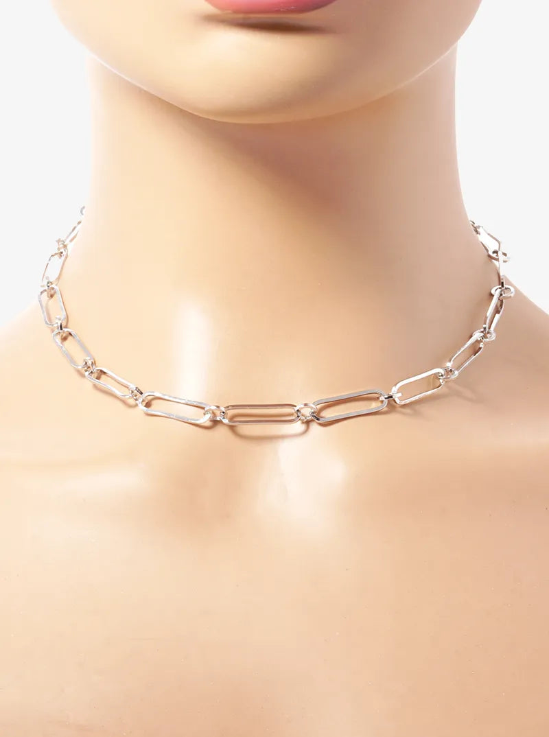 White Gold Dipped 20mm Flat Link Chain Necklace