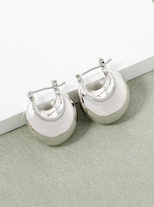 White Gold Dipped 20mm Hollow Bold Hoop Earrings