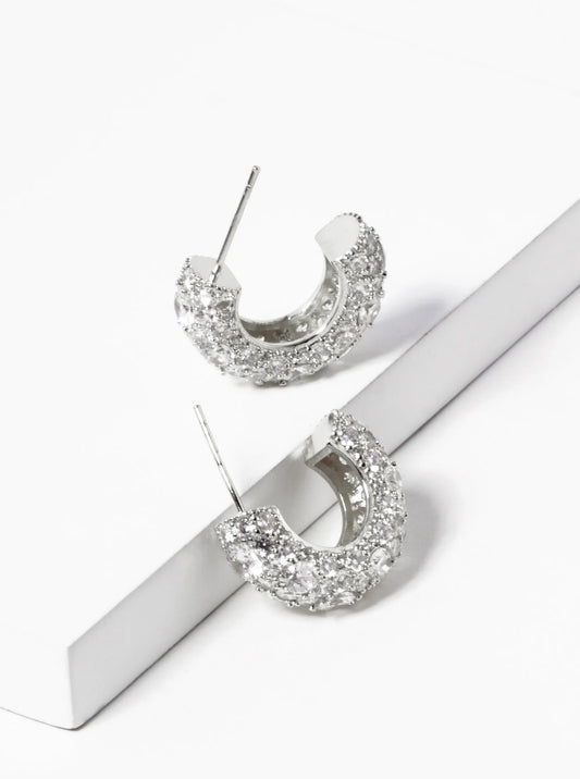 White Gold Dipped 20mm Sparkling Hoop Earrings