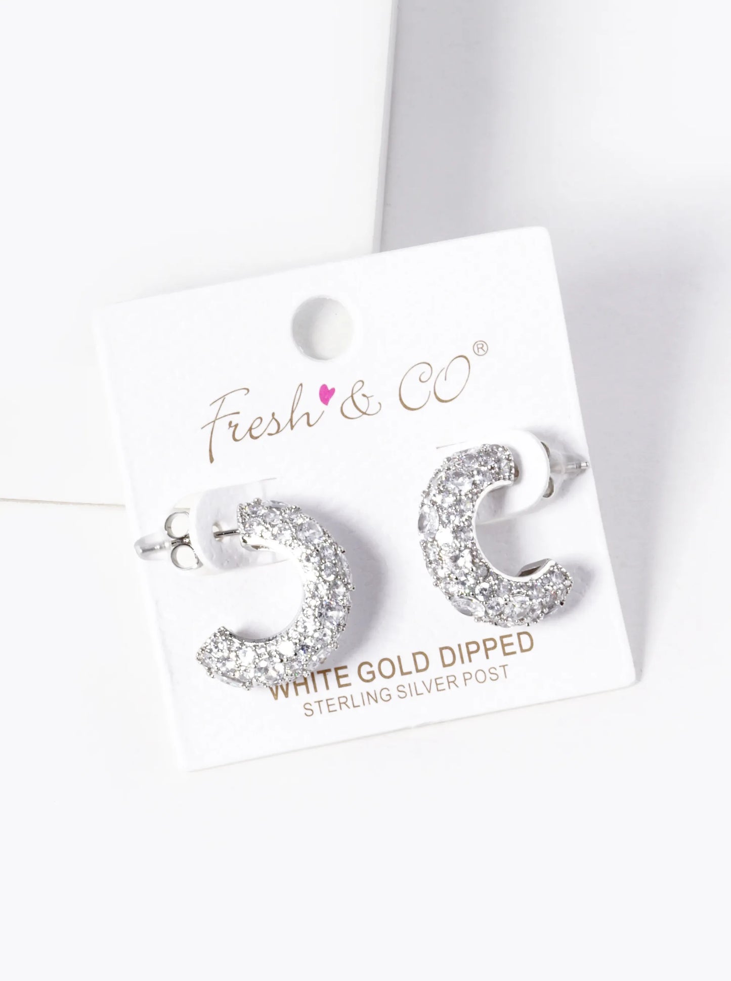 White Gold Dipped 20mm Sparkling Hoop Earrings