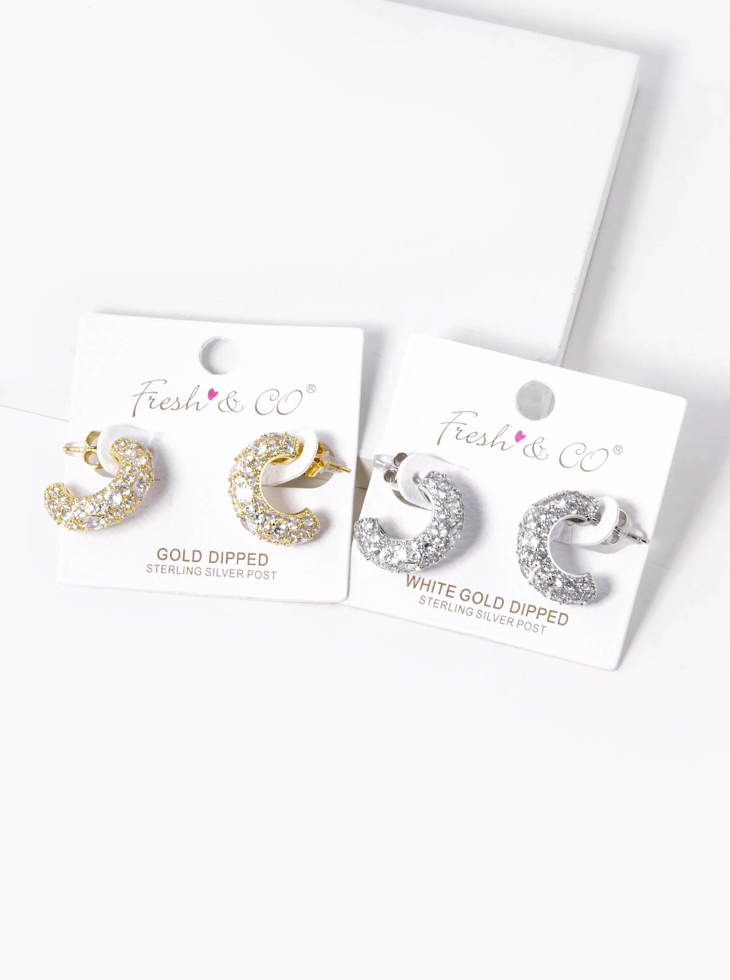 White Gold Dipped 20mm Sparkling Hoop Earrings