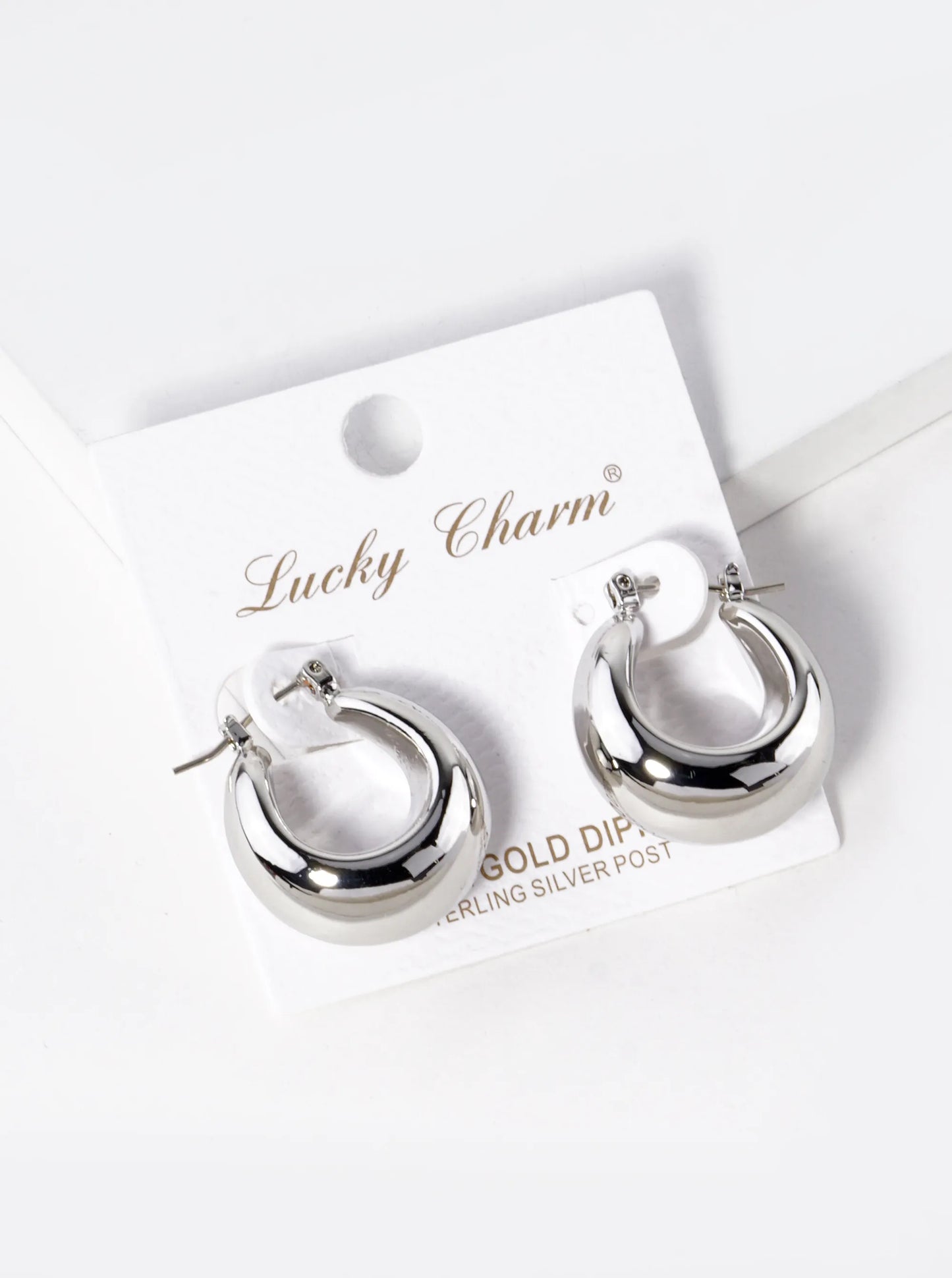 White Gold Dipped 22mm Hollow Hoop Earrings