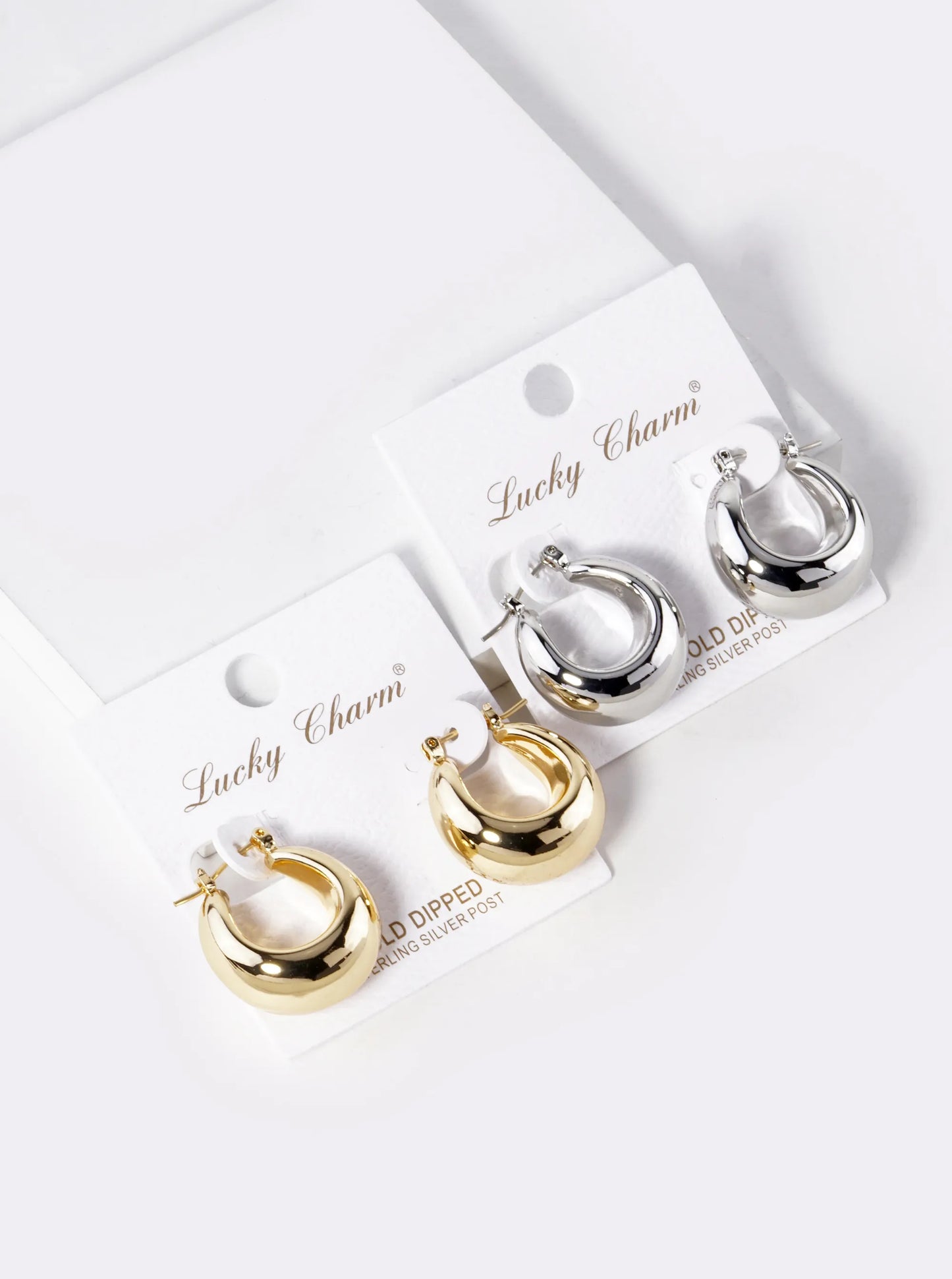 White Gold Dipped 22mm Hollow Hoop Earrings
