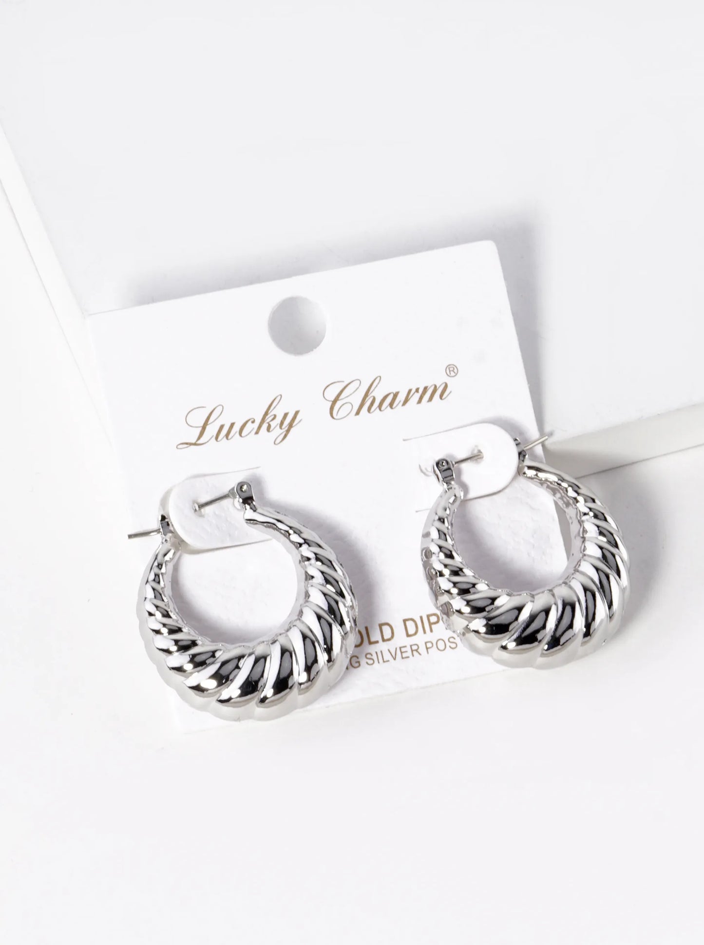 White Gold Dipped 25mm Croissant Hoop Earrings