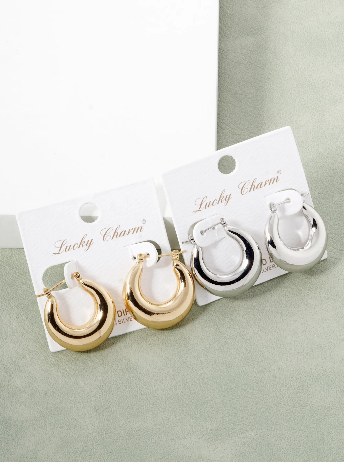White Gold Dipped 25mm Hollow Bold Hoop Earrings