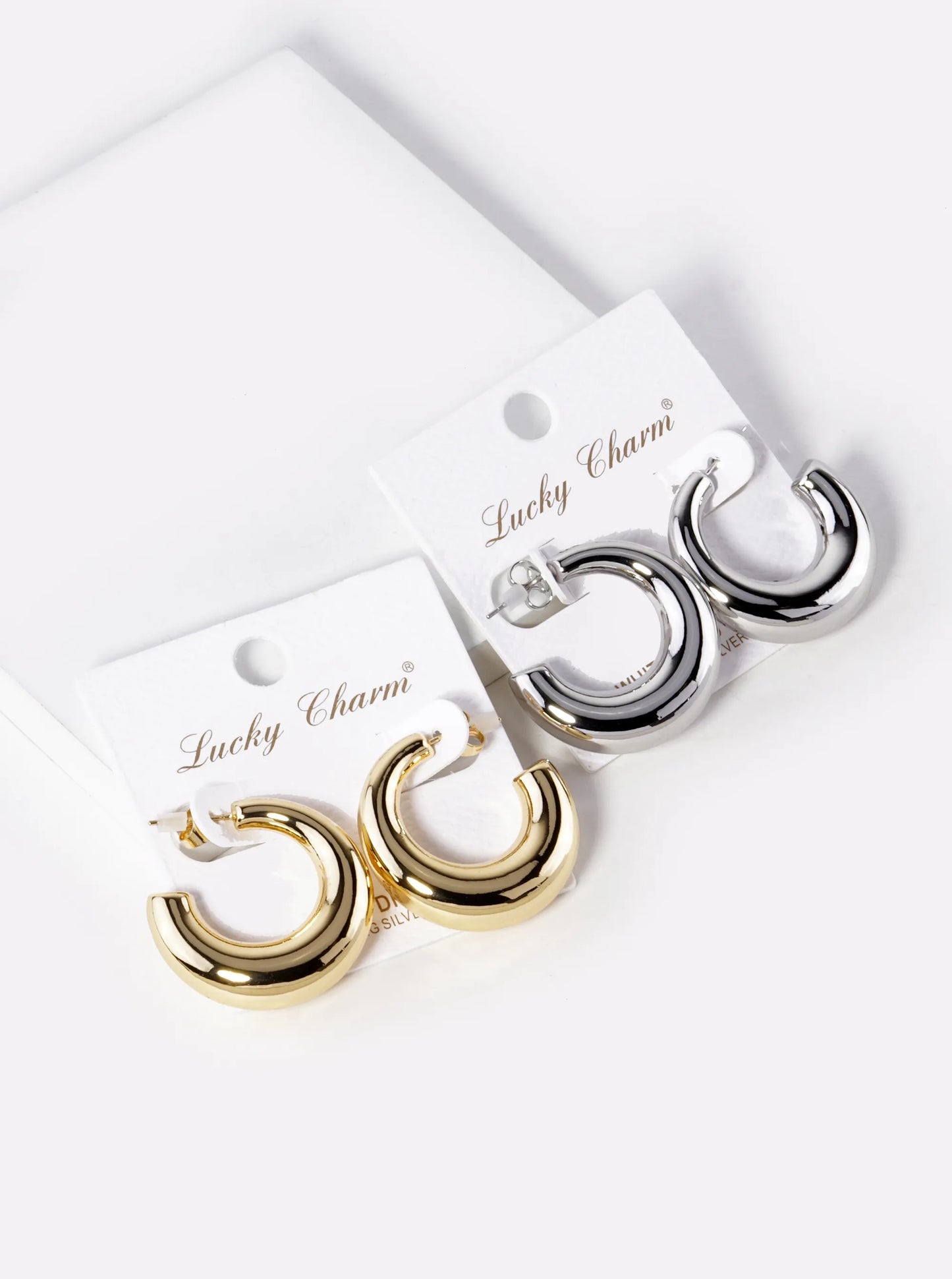 White Gold Dipped 30mm Hollow Open Hoop Earrings